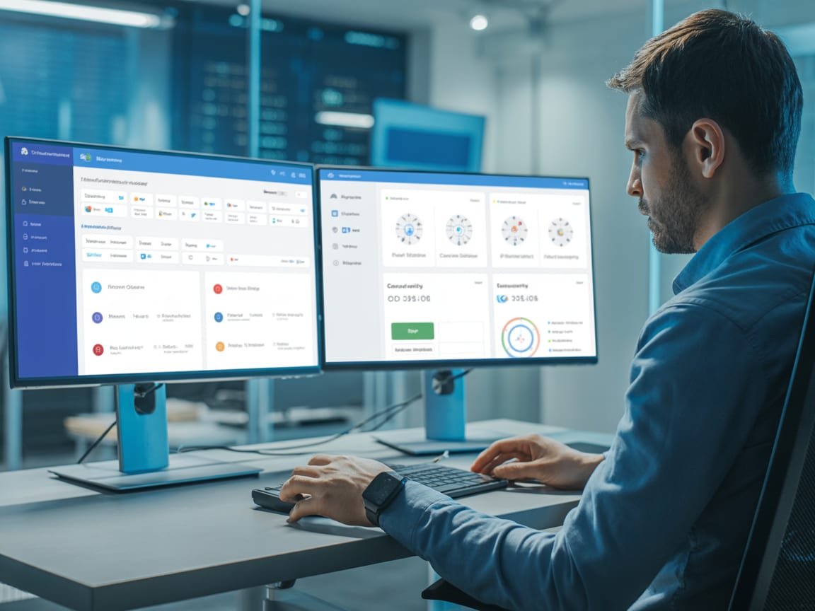 Leonard Chiricheș working at IT workstation